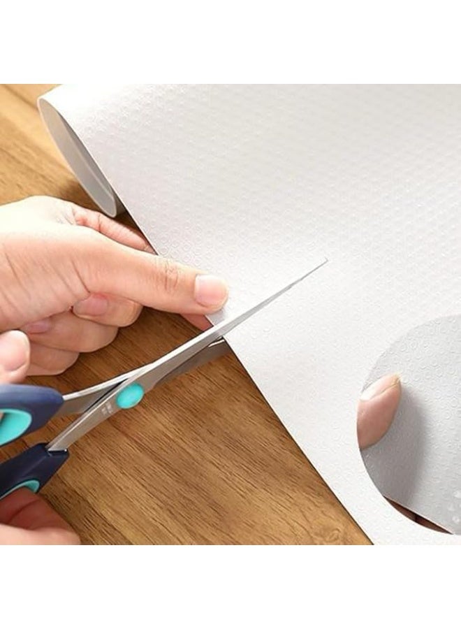 10-meter waterproof, non-slip liner roll for shelves, drawers, cabinets, and refrigerators. Cuttable and washable.